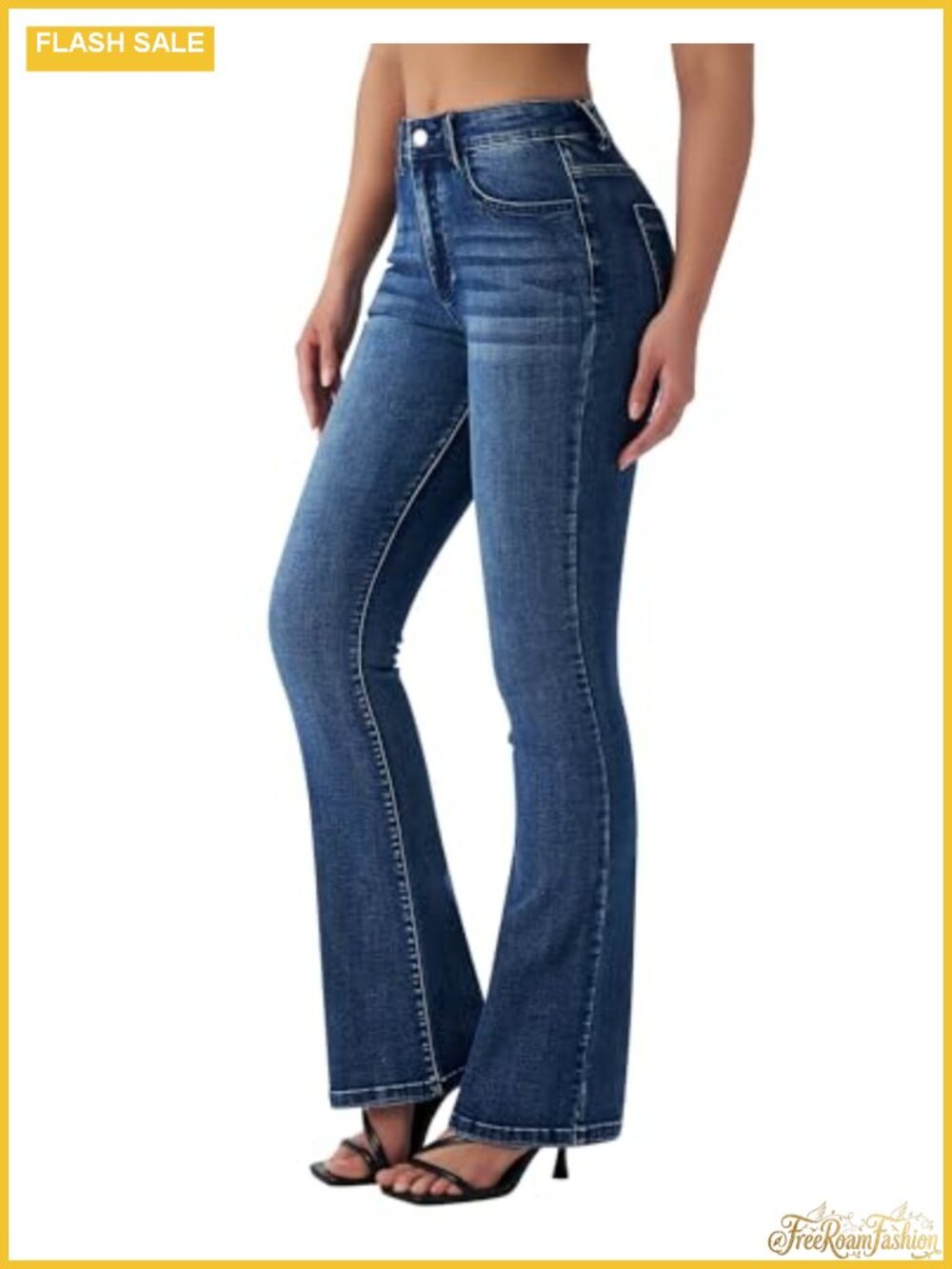Stretchy Flare Jeans Mid Rise Bootcut Curvy Denim Pants